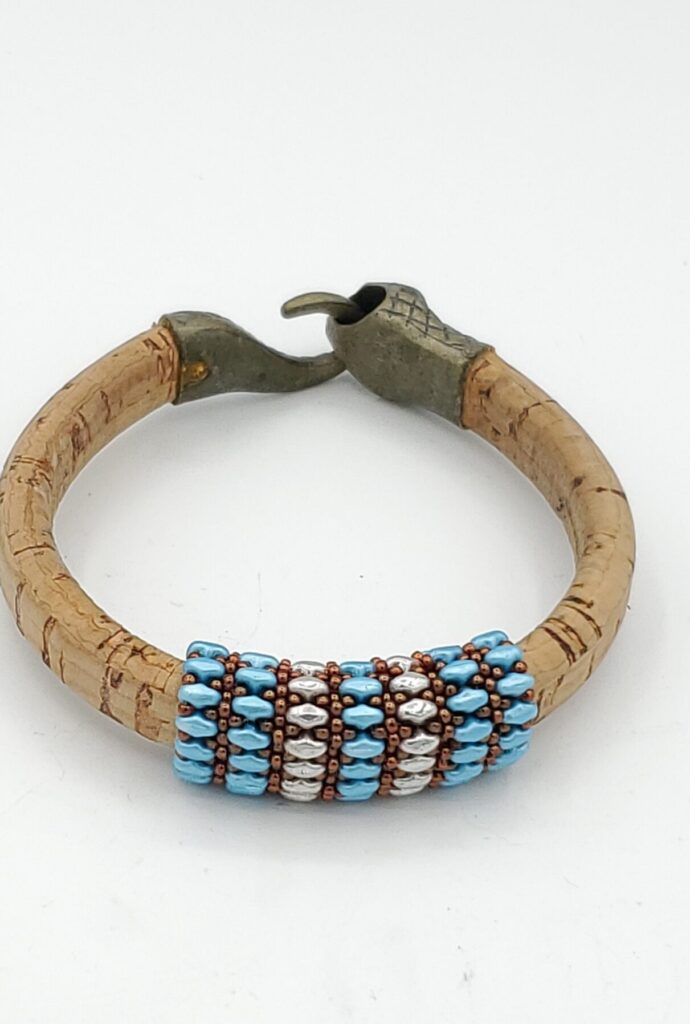 Snake It Bracelet - Unique Licorice Leather & Silver Beads